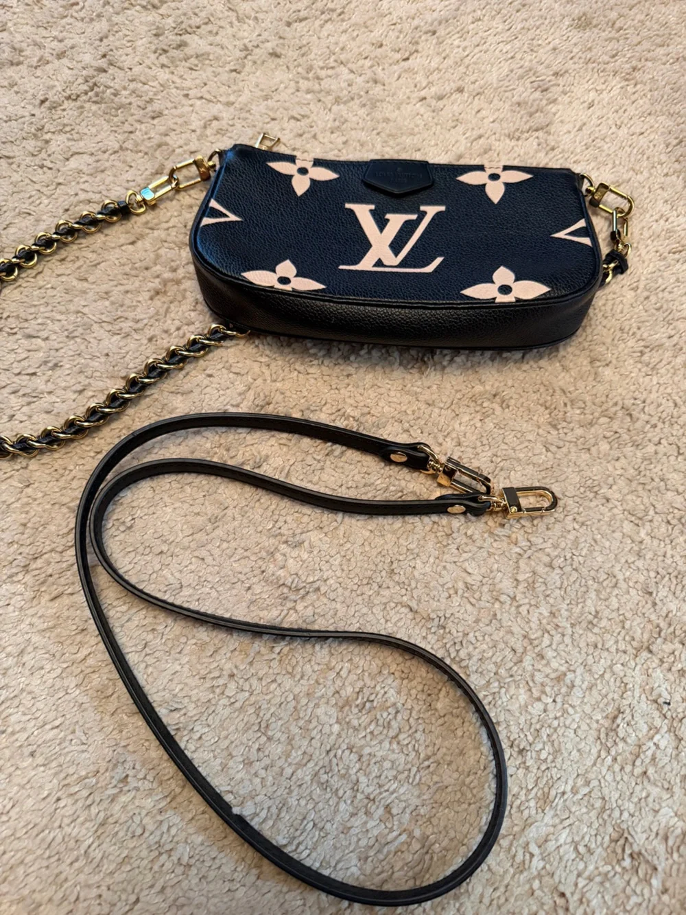 Louis Vuitton Black and Pink Monogram Chain Crossbody Pochette